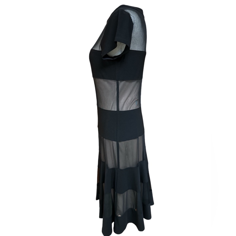R&M Richards Mesh Lined Panels Swing Hem Cap Sleeve Dressy A-Line Dress S6 EUC - Picture 3 of 11